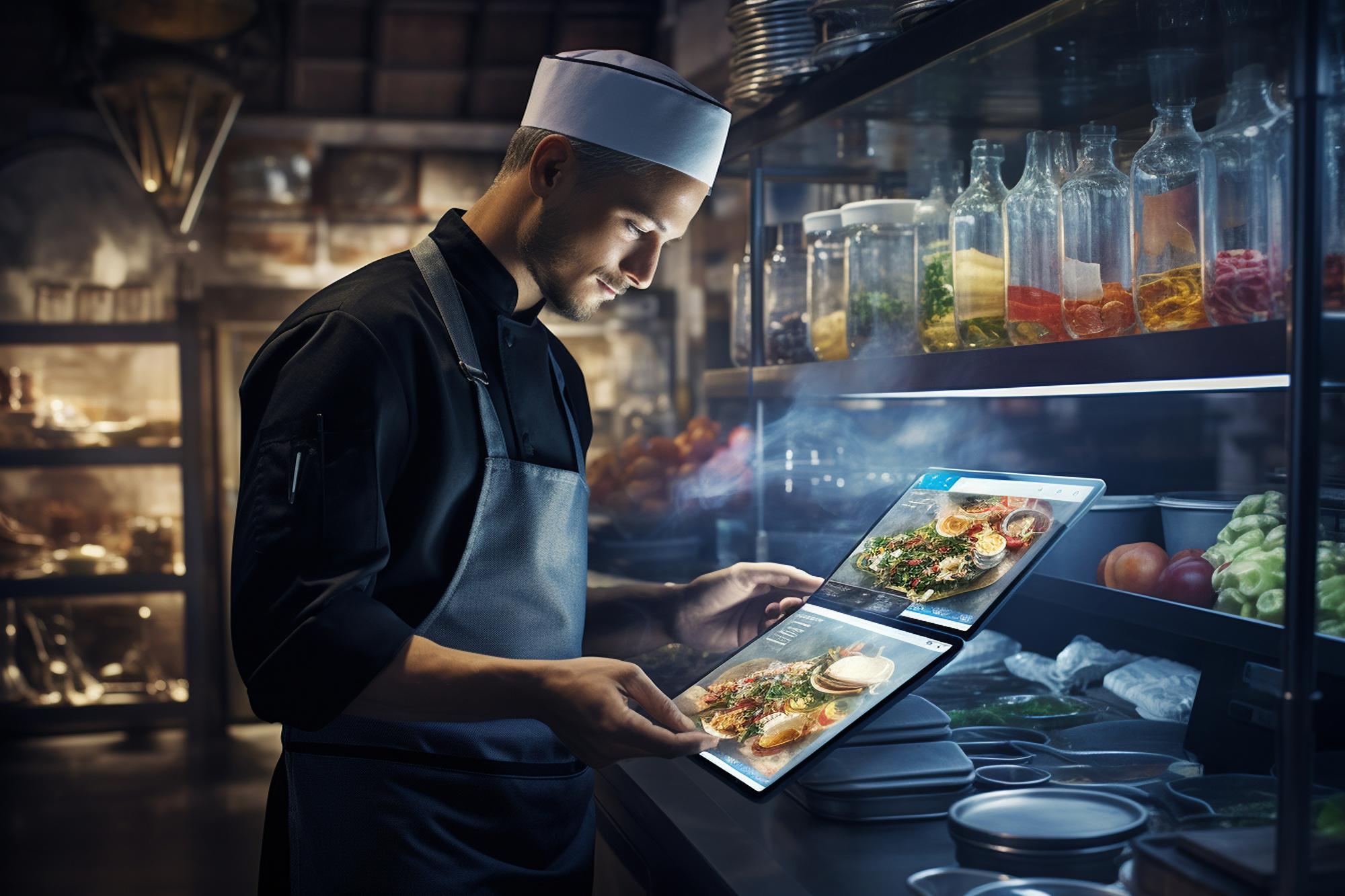 Consultation visual with chef and tablet